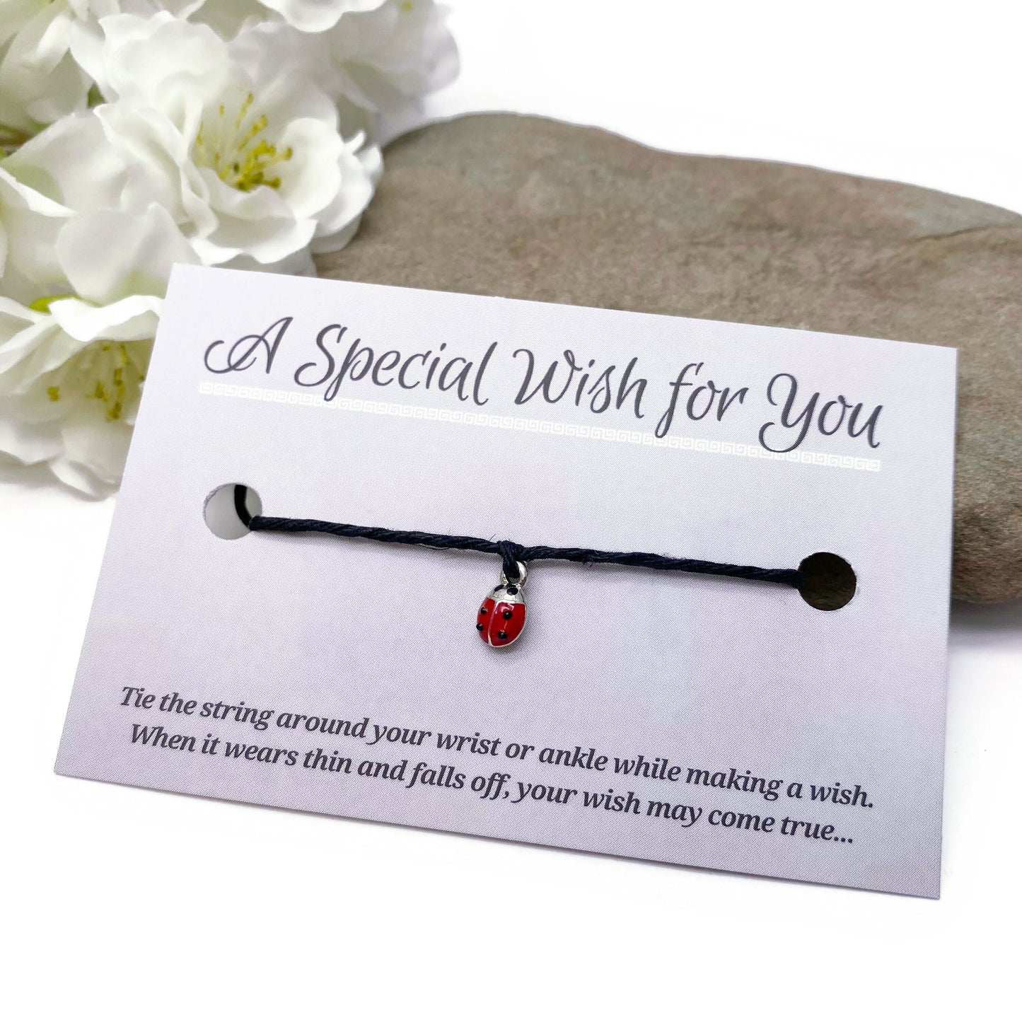 Ladybird Enamel Charm Hemp Wish Bracelet - Colour Choice