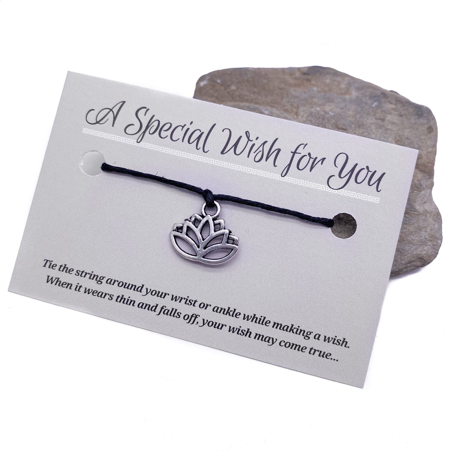 Lotus Charm Hemp Wish Bracelet - Colour Choice