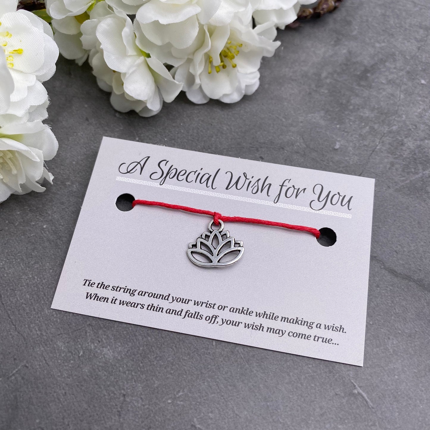 Lotus Charm Hemp Wish Bracelet - Colour Choice