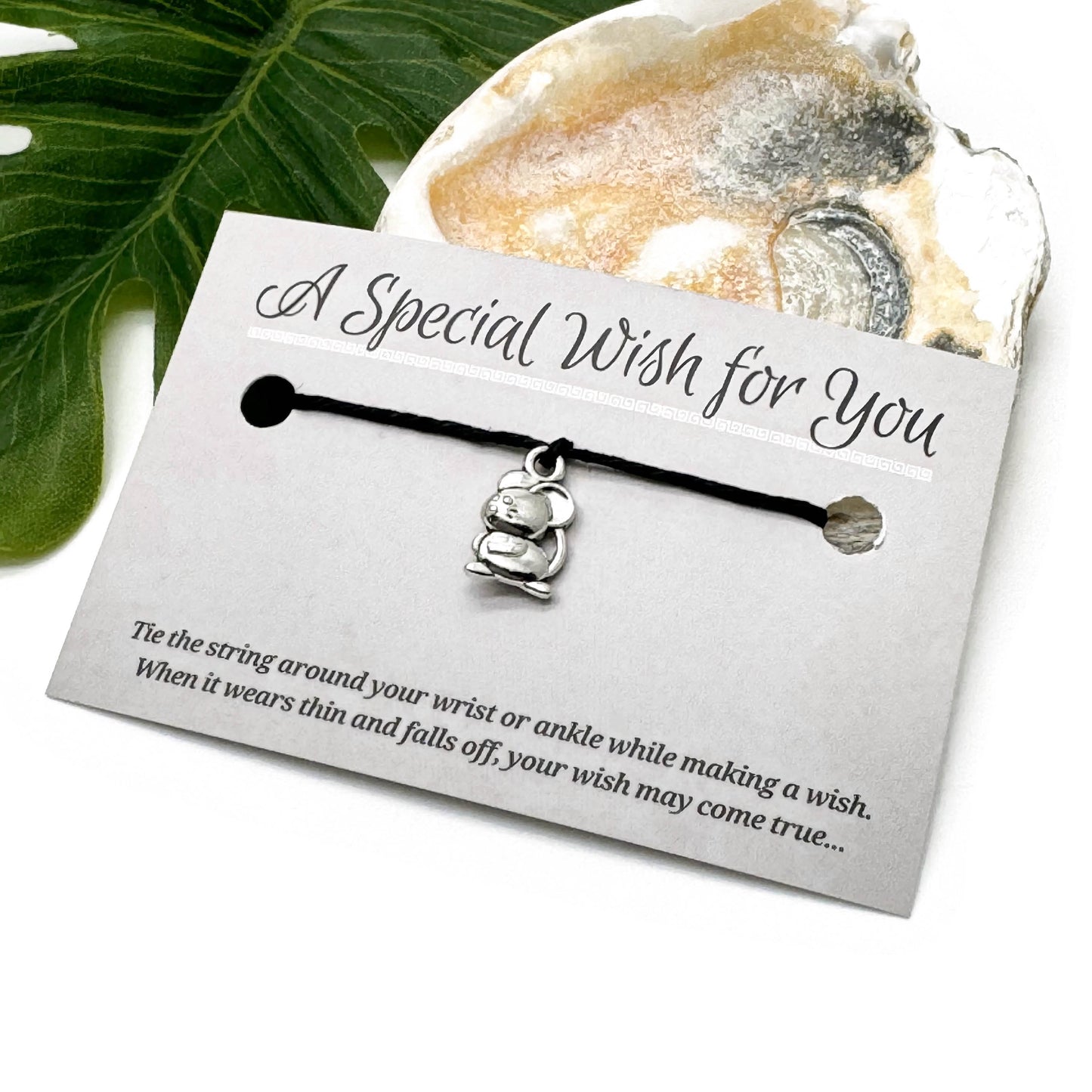 Mouse Charm Hemp Wish Bracelet - Colour Choice