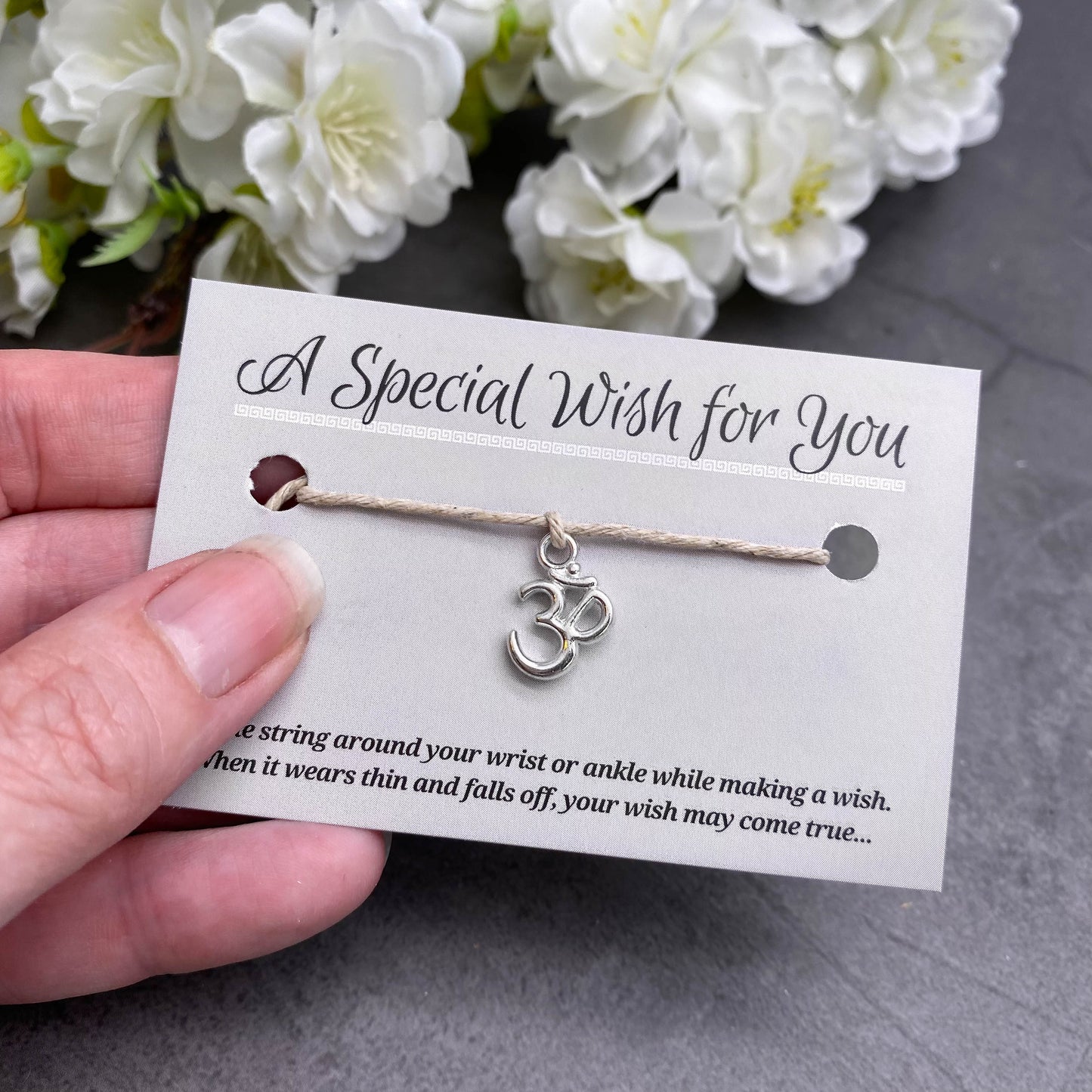 Ohm Yoga Charm Hemp Wish Bracelet - Colour Choice