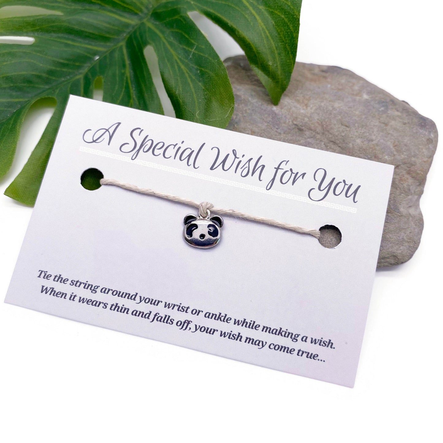Panda Charm Hemp Wish Bracelet - Colour Choice