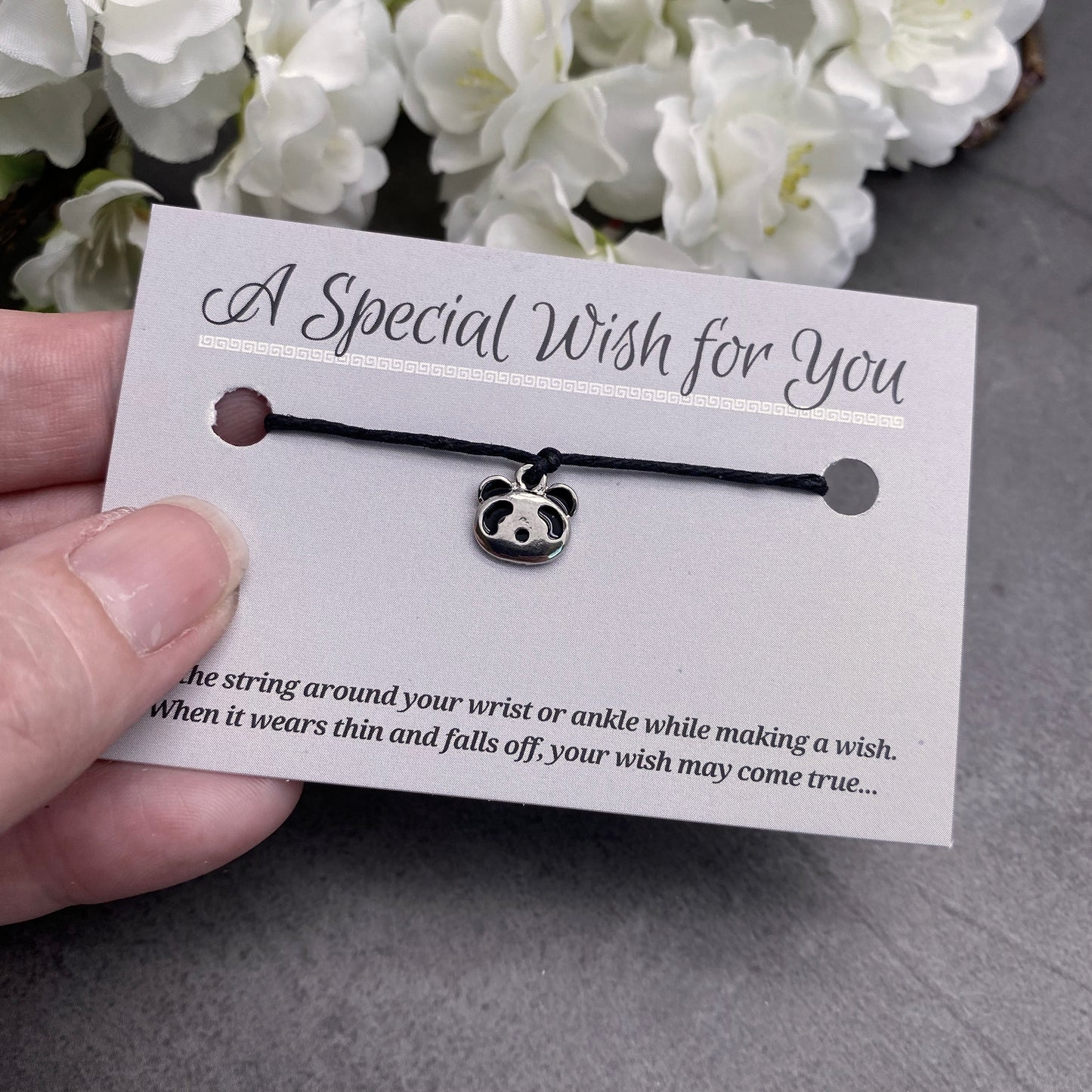 Panda Charm Hemp Wish Bracelet - Colour Choice