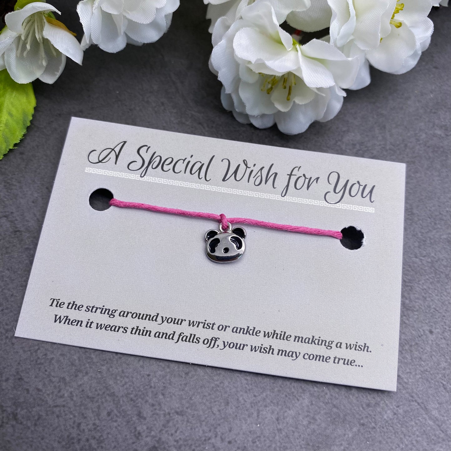 Panda Charm Hemp Wish Bracelet - Colour Choice