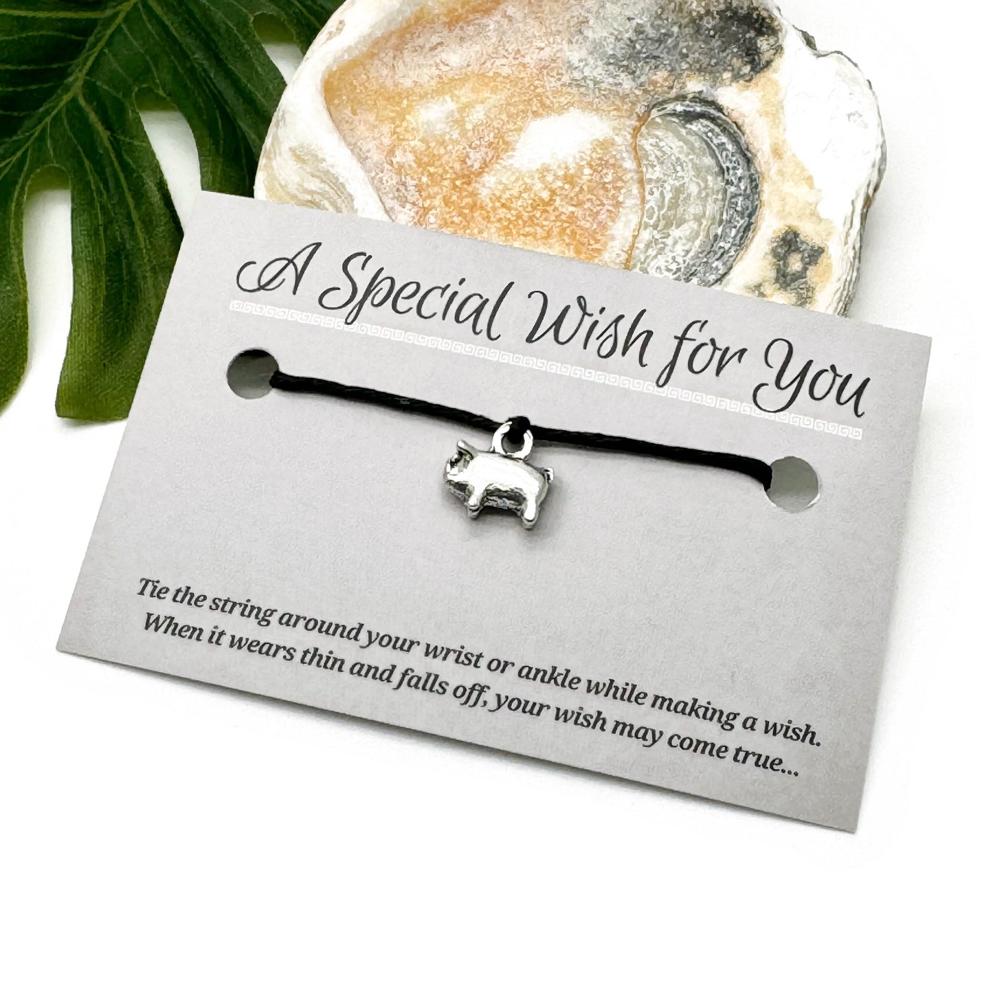 Piglet Charm Hemp Wish Bracelet - Colour Choice