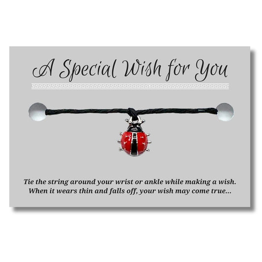 Ladybird Red Charm Hemp Wish Bracelet - Colour Choice