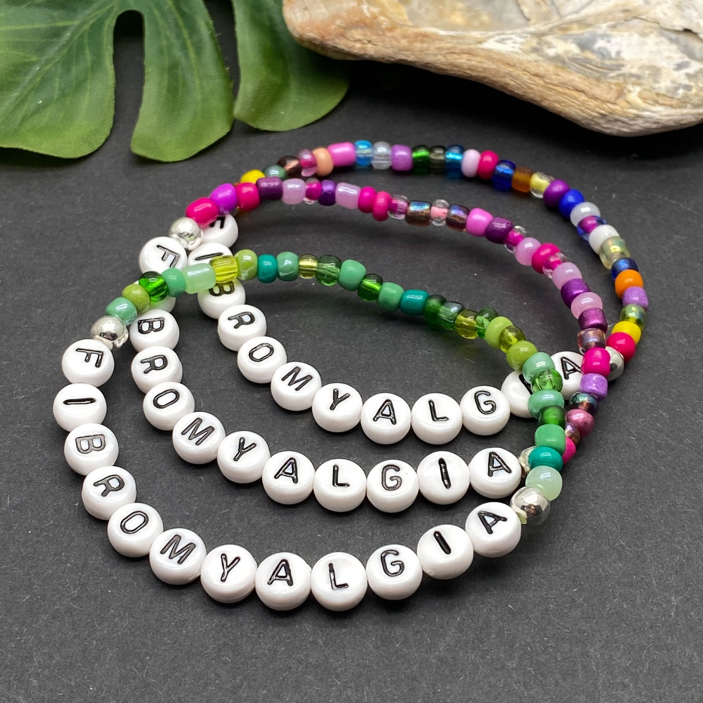 FIBROMYALGIA Medical Alert Bracelet - Glass Seed Beads