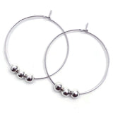 Silver bead hoop earrings