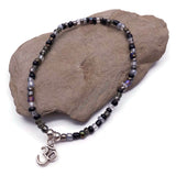 Ohm charm glass bead anklet