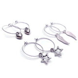 Set of 3 charm hoop earrings