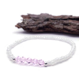 Pink Bicone and White Glass Seed Bead Anklet