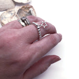 Star Charm Stretch Ring with Silver Plated Beads