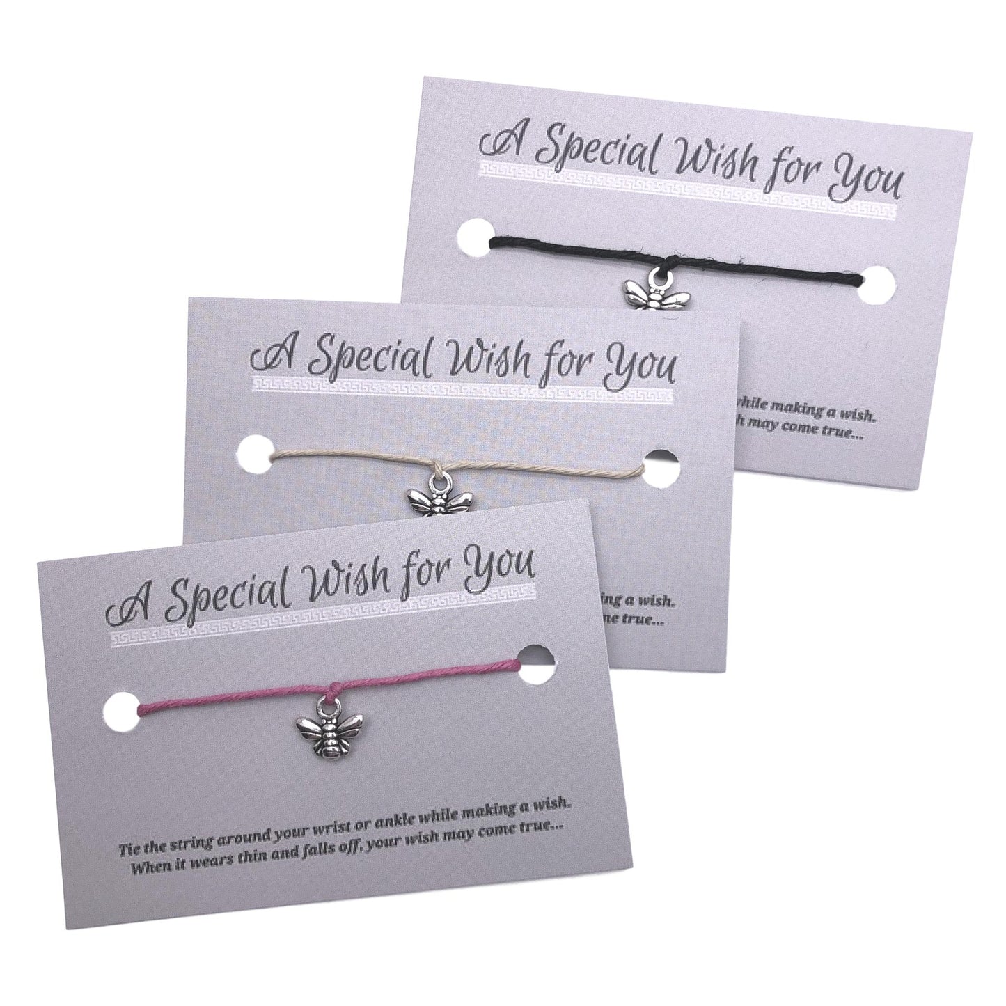 Bumble Bee Tiny Charm Hemp Wish Bracelet - Colour Choice