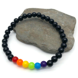 Rainbow and Black Acrylic Bead LGBT Bracelet
