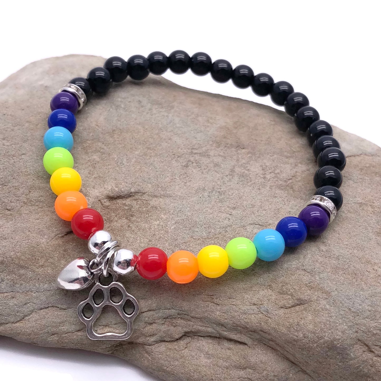 Rainbow Bridge Bracelet Heart and Paw Charm