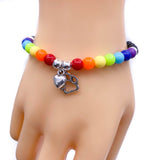 Rainbow Bridge Bracelet Heart and Paw Charm