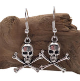 Skull and Crossbones Tibetan Silver Charm Earrings