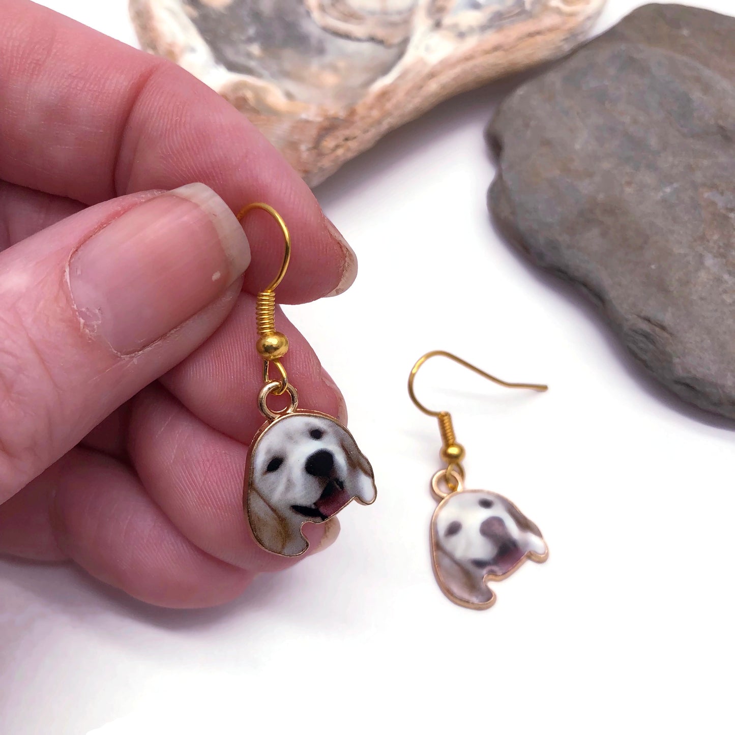 Yellow Labrador Earrings, Cute Gold Plated Enamel Charms