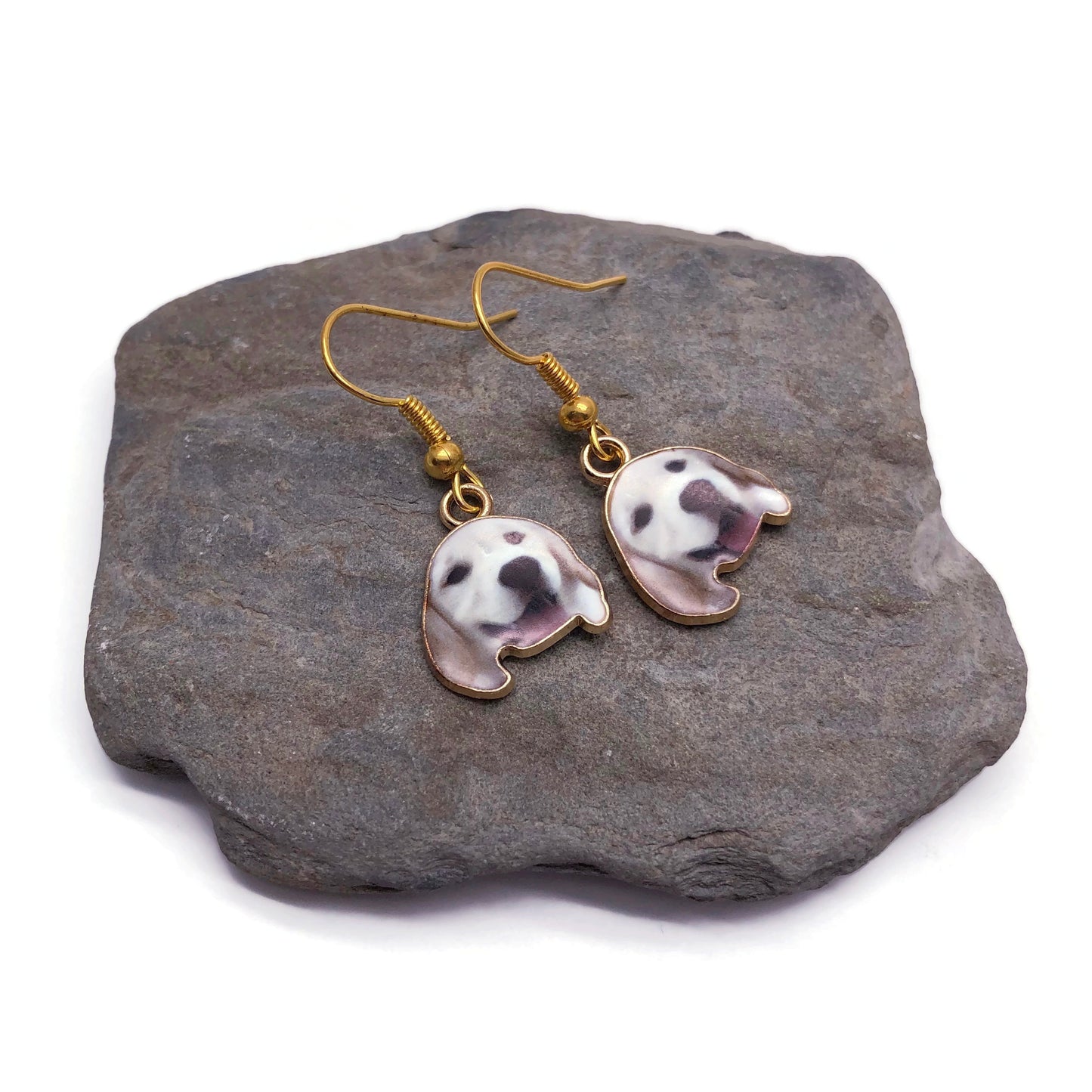 Yellow Labrador Earrings, Cute Gold Plated Enamel Charms
