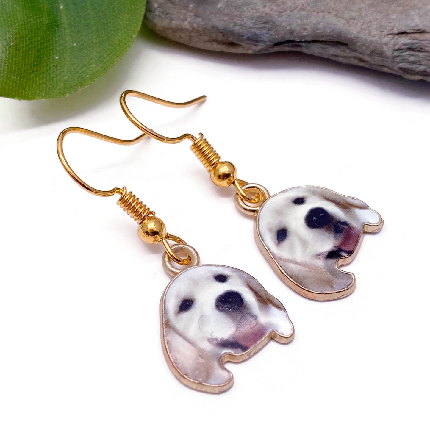 Yellow Labrador Earrings, Cute Gold Plated Enamel Charms