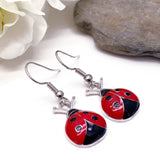 Ladybird Red Enamel Charm Earrings