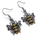 Bumble Bee Enamel Charm Silver Tone Earrings