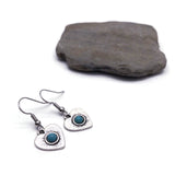 Heart Charm Earrings with Turquoise Stone