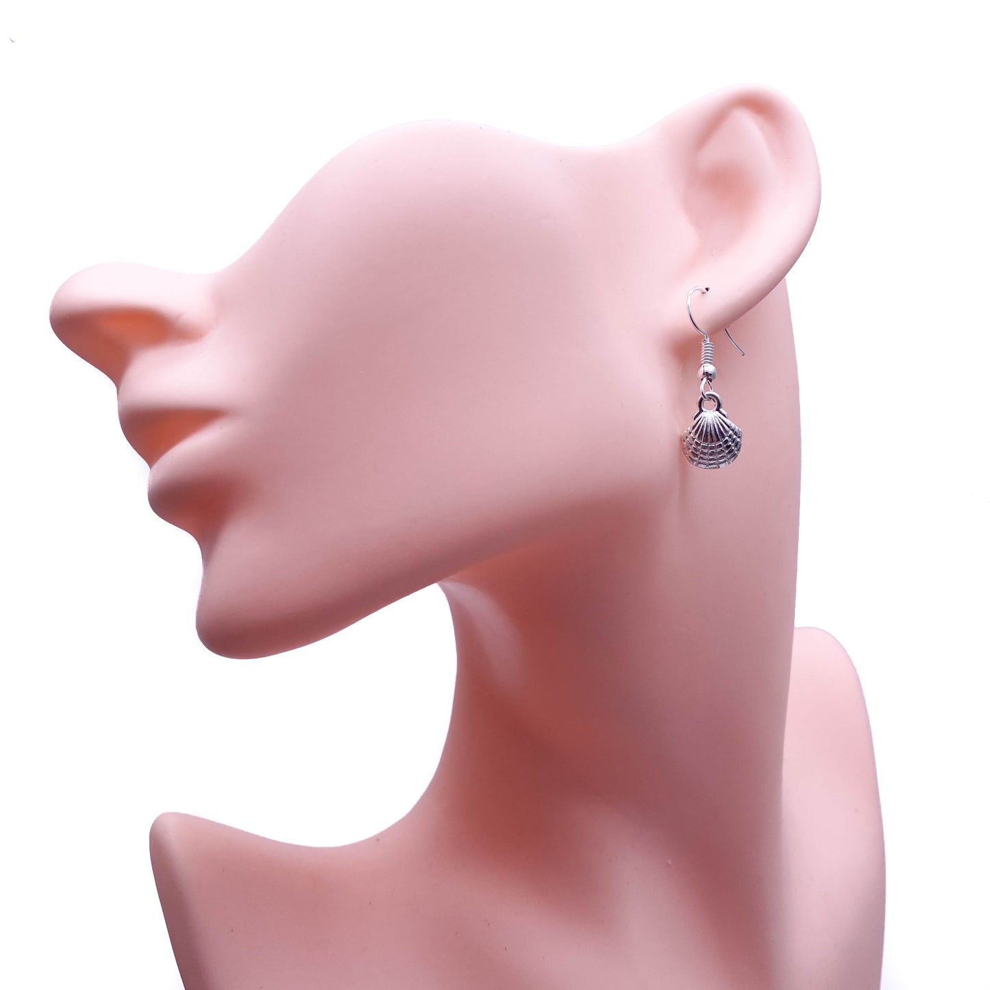 Shell Charm Earrings, Silver Plated Ocean Charms