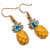 Pineapple Enamel Charm Gold Plated Earrings