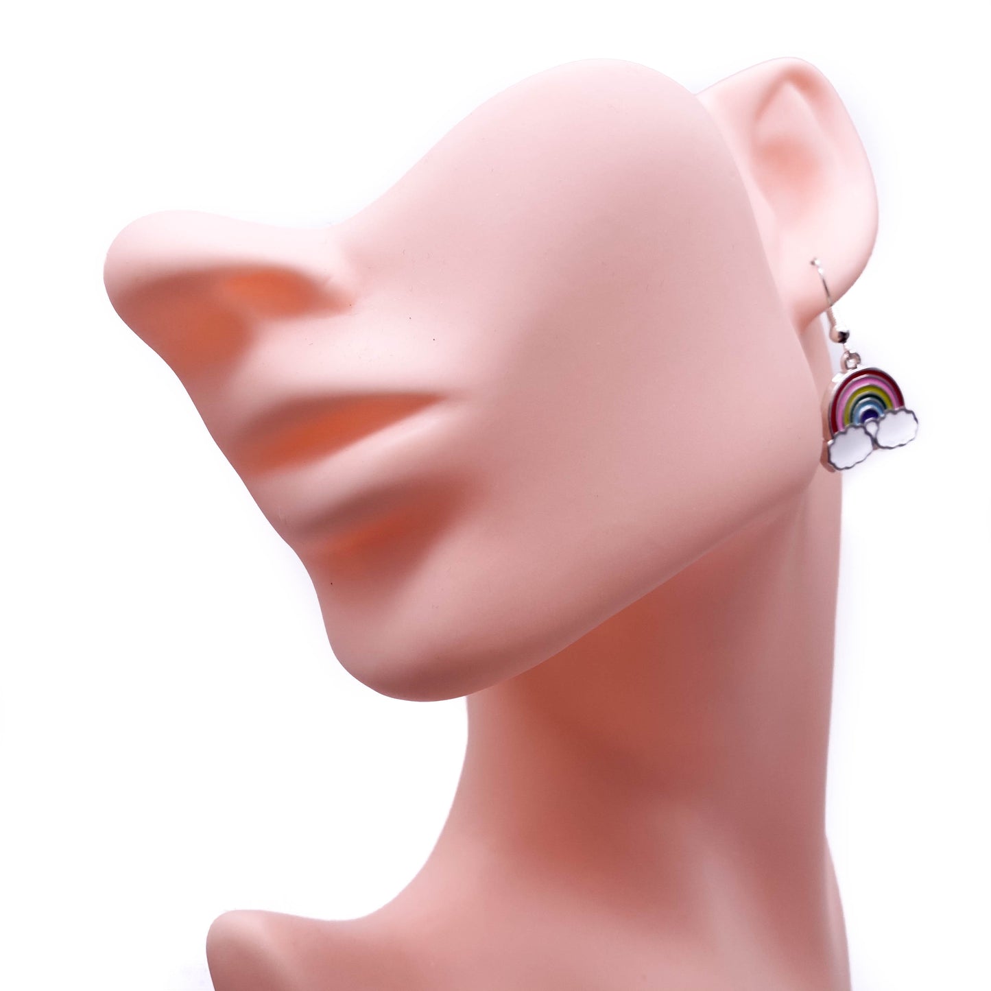 Rainbow Cloud Earrings, Silver Plated Enamel Charms