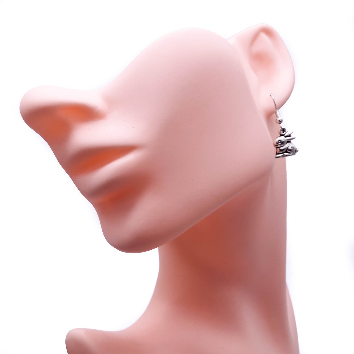 Bunny Rabbit Earrings, Silver Plated Charms