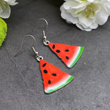 Watermelon Enamel Charm Silver Tone Earrings