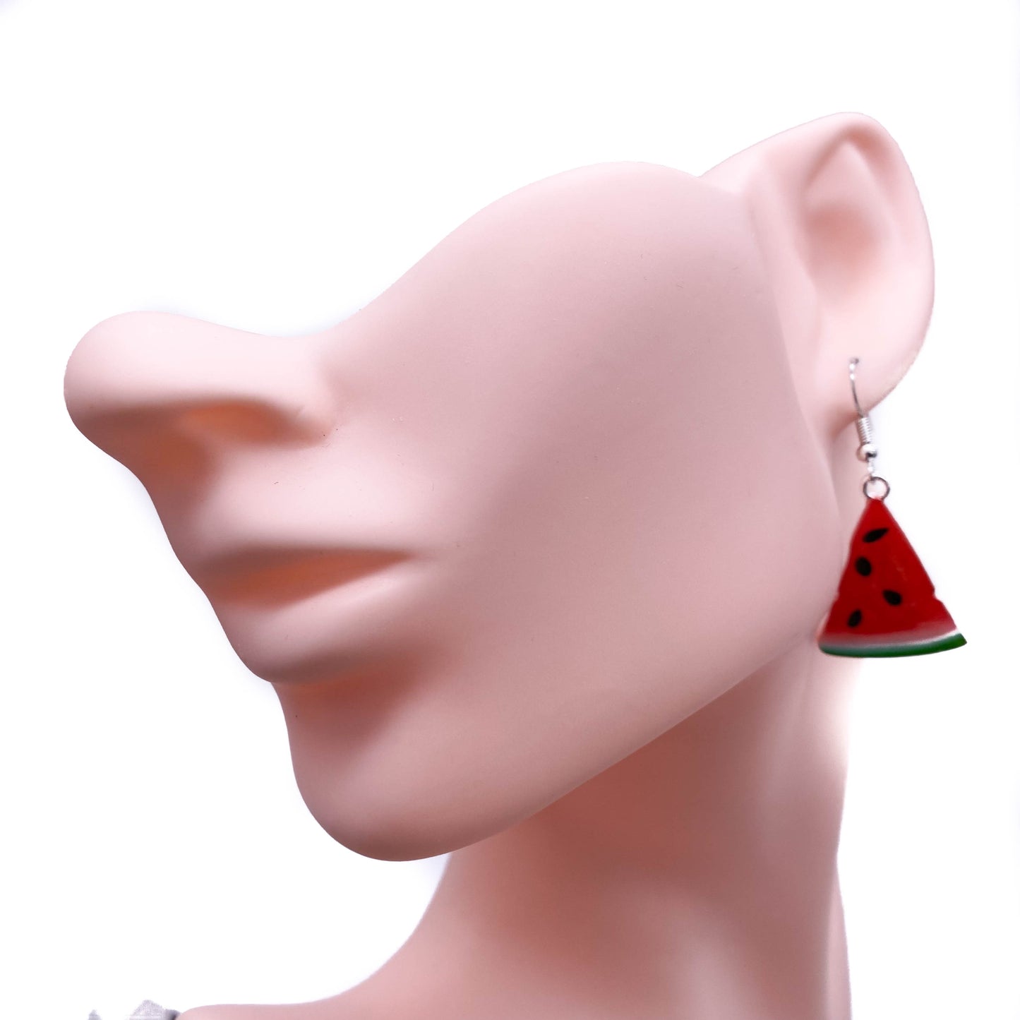 Watermelon Earrings, Red and Green Enamel Charms