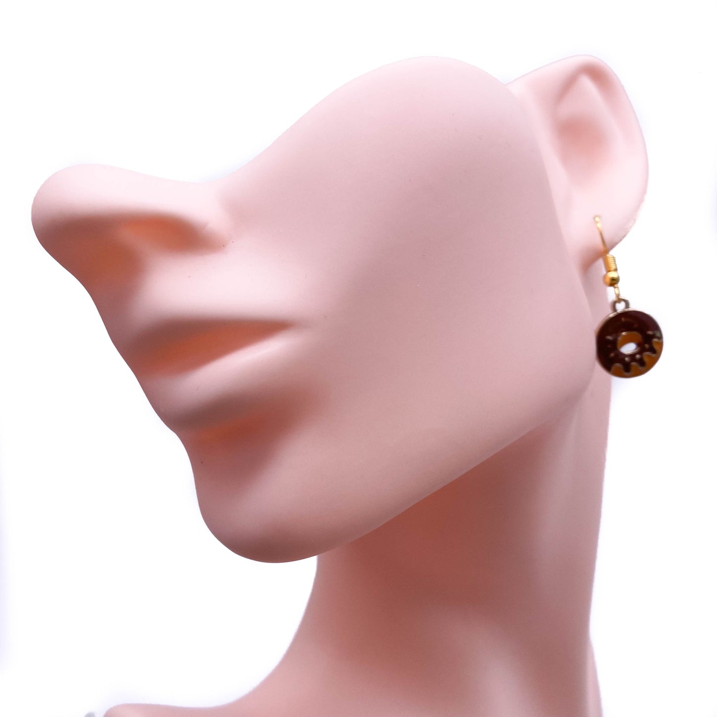 Chocolate Doughnut Earrings, Brown Enamel Charms