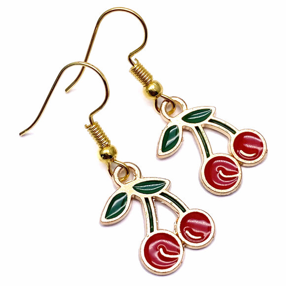 Cherry Enamel Charm Earrings