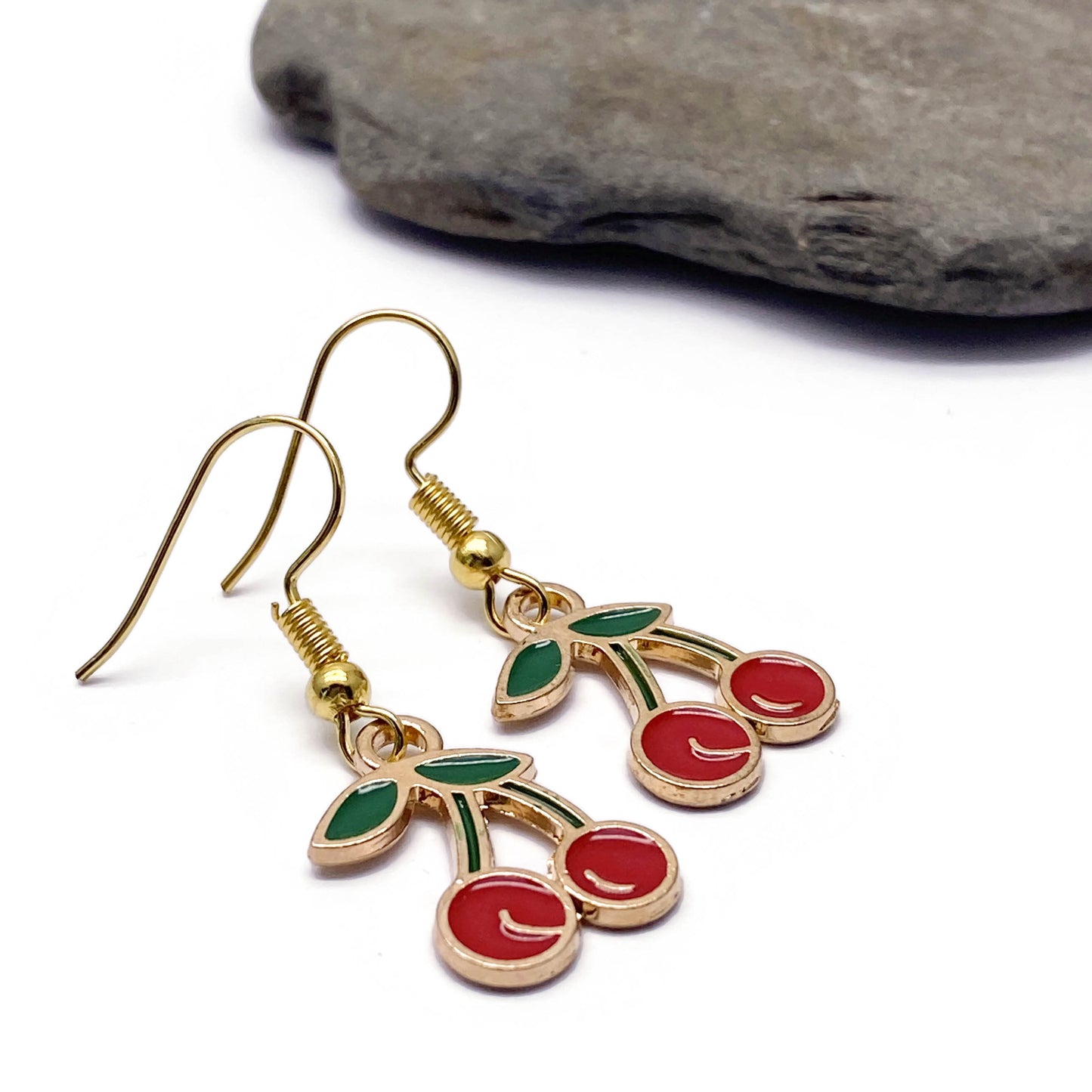 Cherry Enamel Charm Earrings