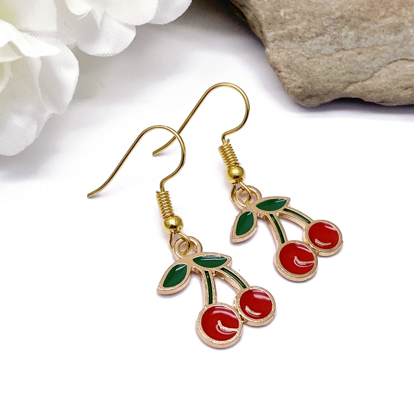 Cherry Enamel Charm Earrings