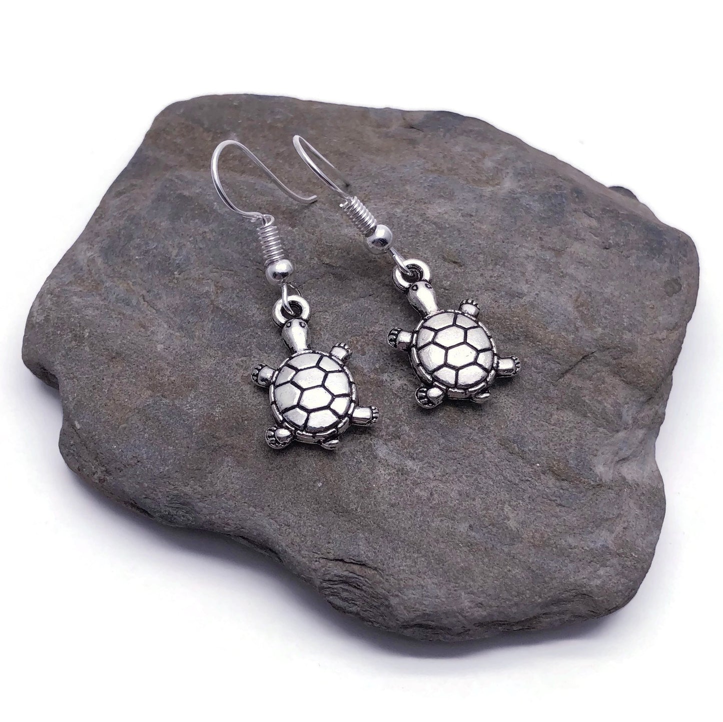 Turtle Earrings, Cute Tibetan Silver Tone Charms