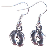 Baby Feet Tibetan Silver Charm Earrings
