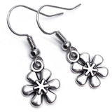 Daisy Flower Tibetan Silver Charm Earrings