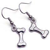 Dog Bone Tibetan Silver Charm Earrings