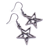 Double Star Tibetan Silver Charm Earrings