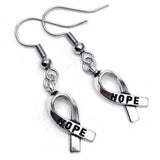 Hope Ribbon Silver Plated Charm Earrings