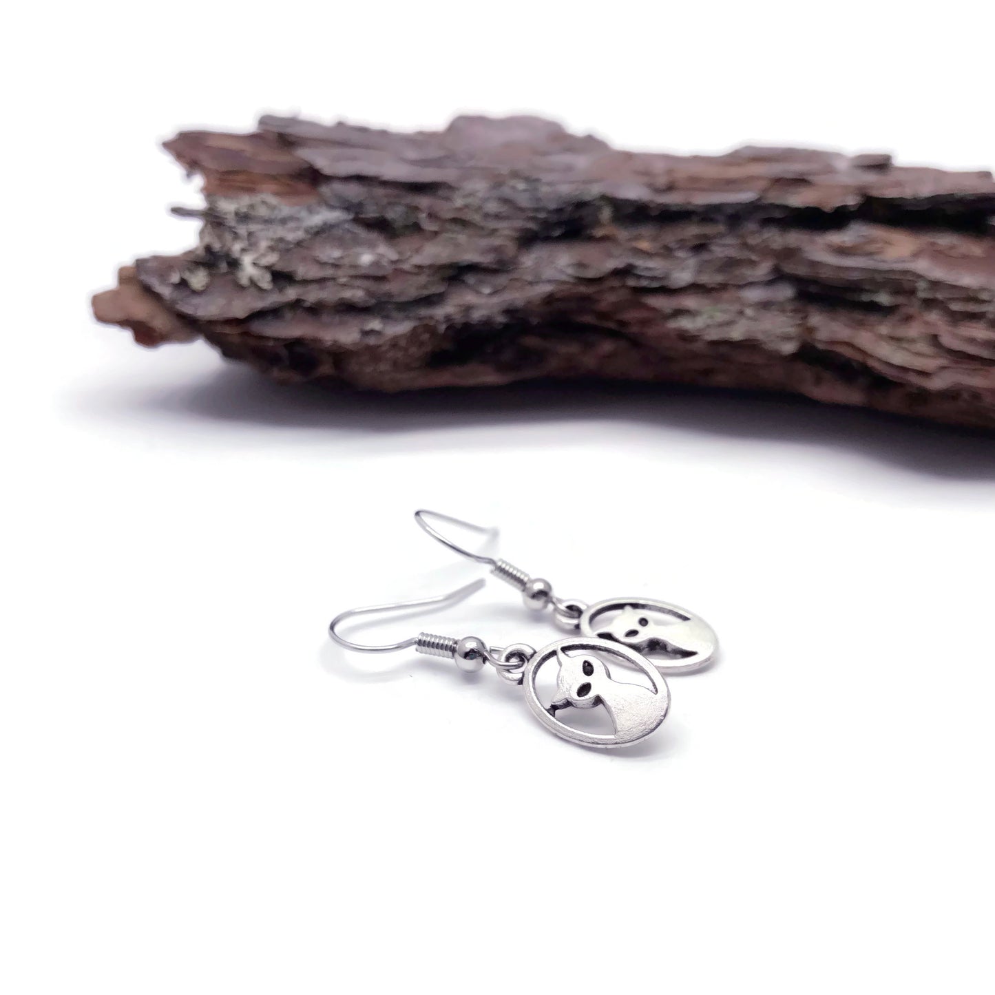 Kitty Cat Earrings, Cute Silver Plated Charms