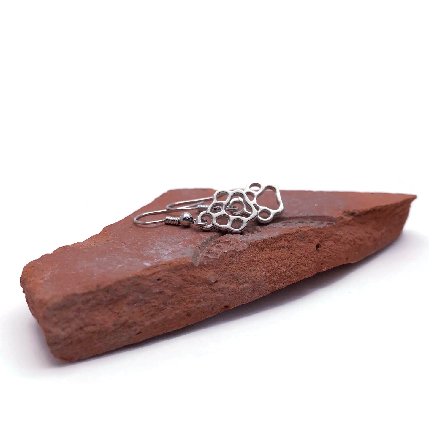 Paw Print Earrings, Cute Silver Plated Charms