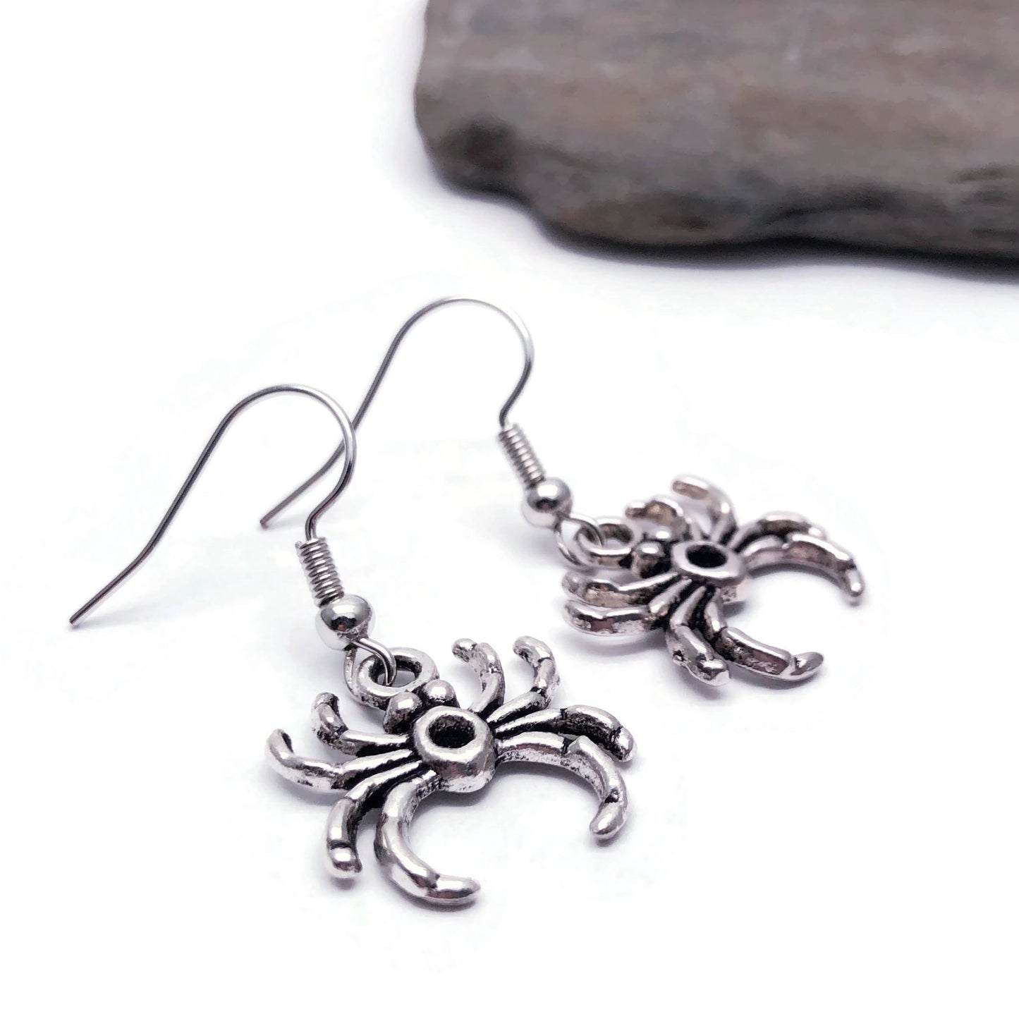 Spider Earrings, Tibetan Silver Plated Halloween Charms