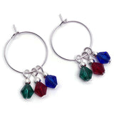 Triple bicone bead hoop earrings