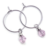 Pale pink glass bead hoop earrings
