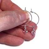 Pale Pink Bicone Glass Bead Hoop Earrings 20mm