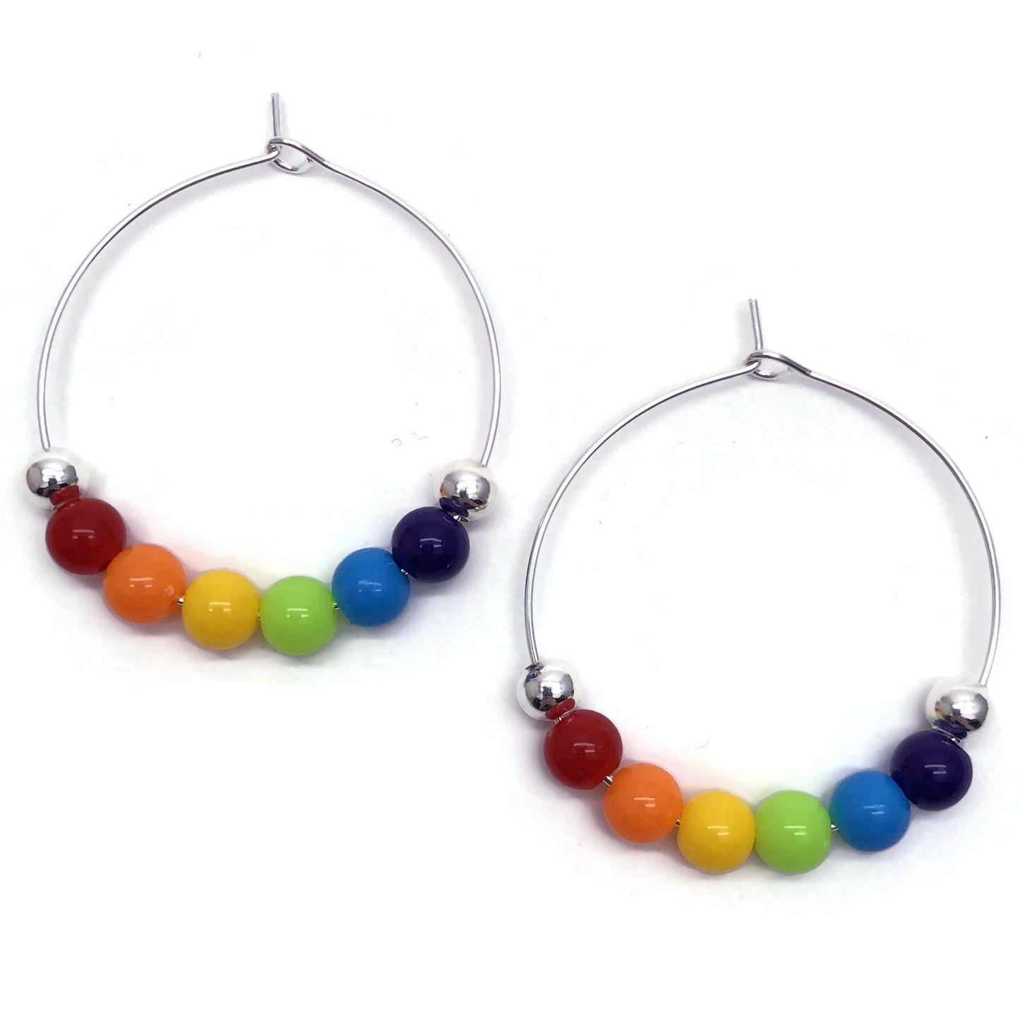 LGBT Pride Rainbow Colours Hoop Earrings : 35mm Diameter